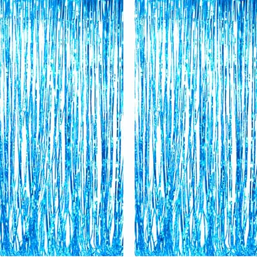 Azul Claro 2 láminas 1M*2.5M- AILEXI Cortinas Brillo Puerta Cortina Decoración Ventana para Banquete Boda de cumpleaños Suministros