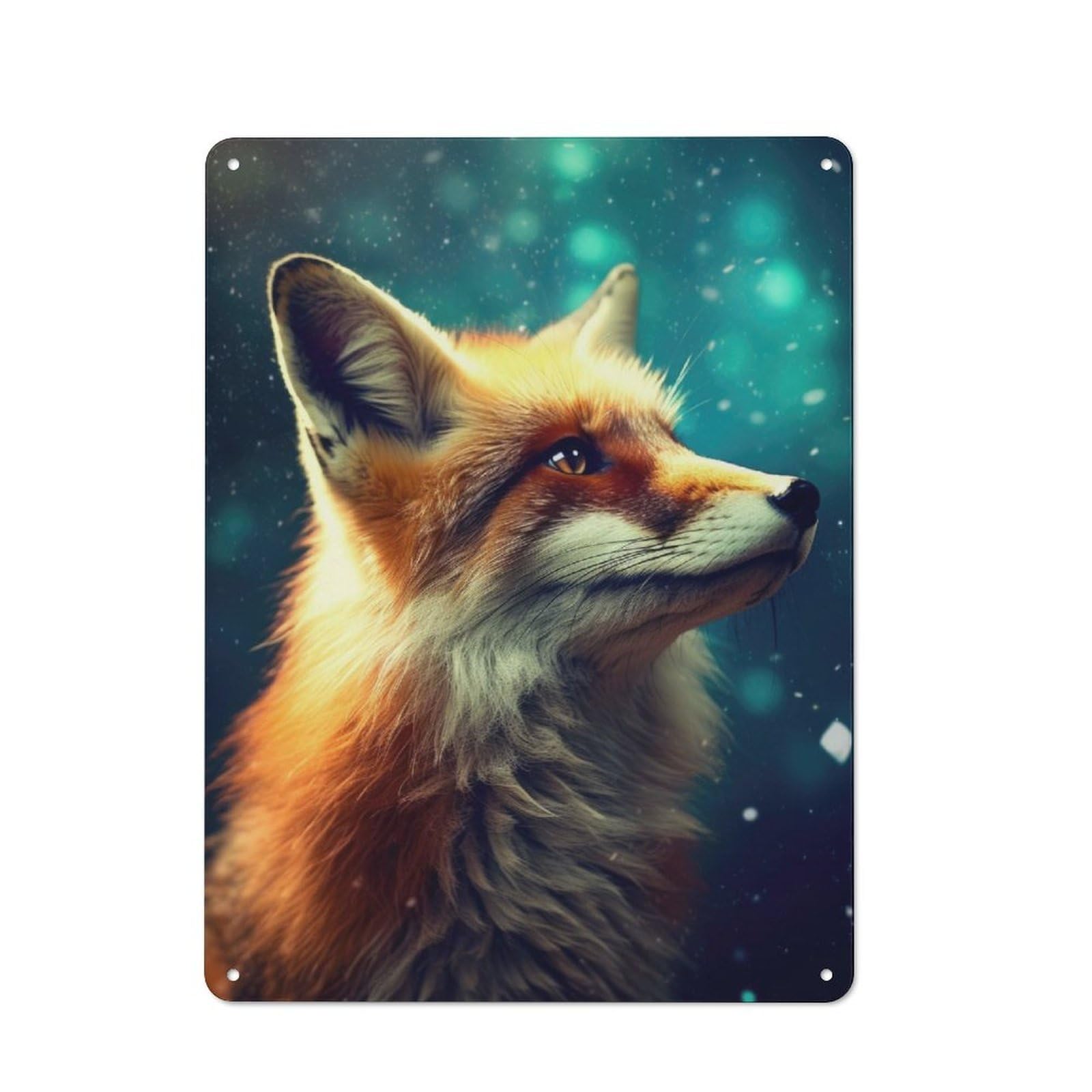 Junmoney Fox Galaxy Vintage Tin Sign 40X30cm With For Guest Room Or Hallway, For Themed Room Decoration, For Vintage Wall Decor Fans