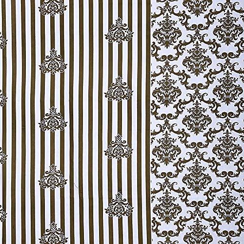 Image of Swayam Pure Cotton Double Bedsheet with 2 Pillow Covers | Size 90 x 100 inch | 160 TC | Ethnic Motifs Design | Soft Breathable Bed Sheet | Comfortable & Durable for Bedroom - White & Brown