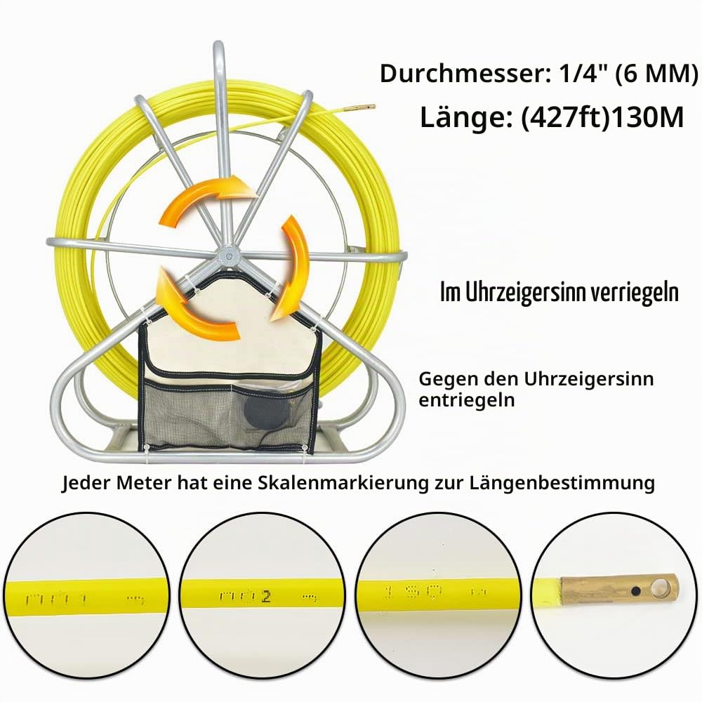 130 m Fischband Fiberglas Kabel Rad 304 Edelstahl Fischband Fiberglas 6mm *130m Rohr Rodder (130m)