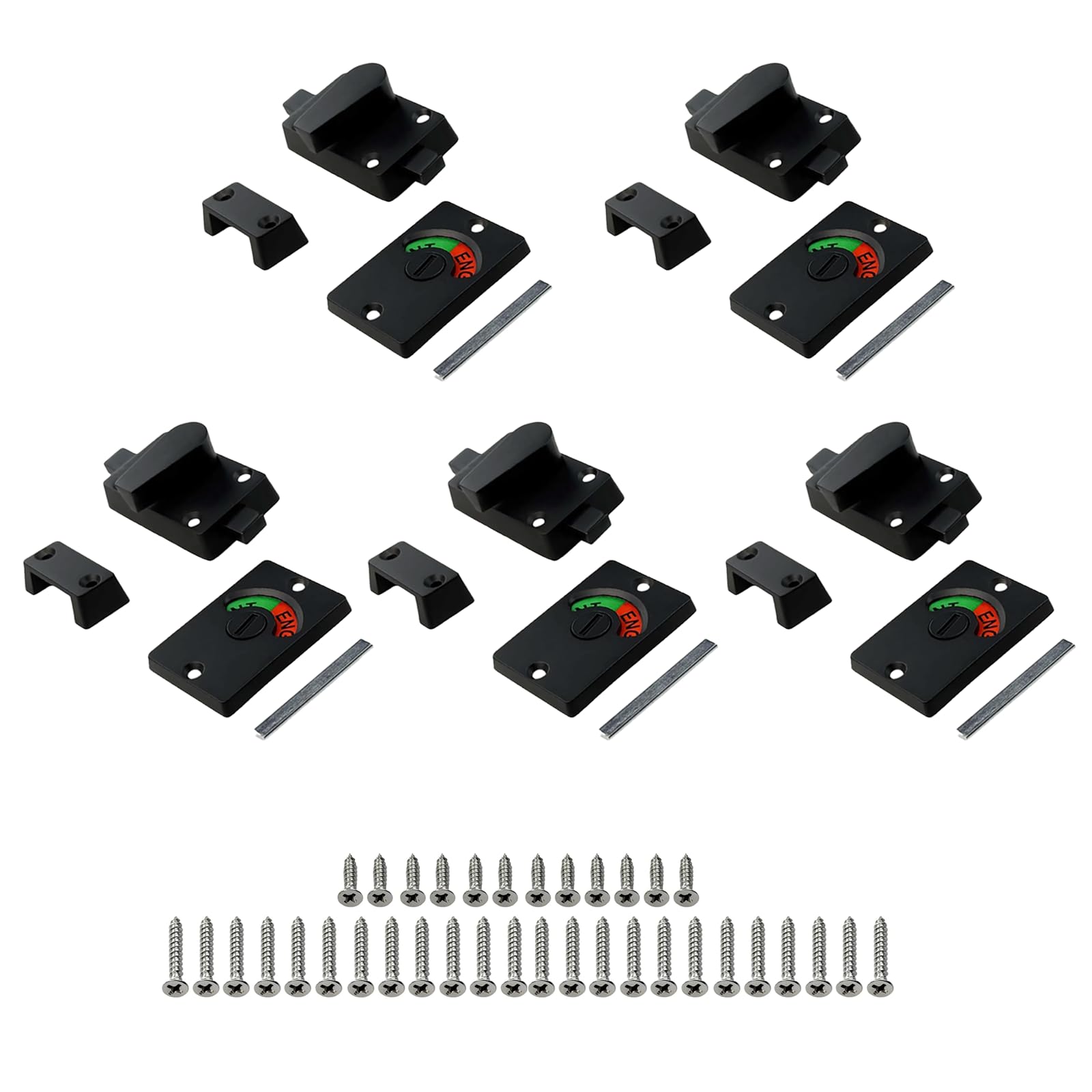 Latch Indicating Lock, Vacant Occupied Bathroom Privacy Locks Zinc Alloy, Indicator Bolt Vacant/Engaged Bathroom WC Restroom Toilet Partition Door Lock Latch (5 Pcs, Black)