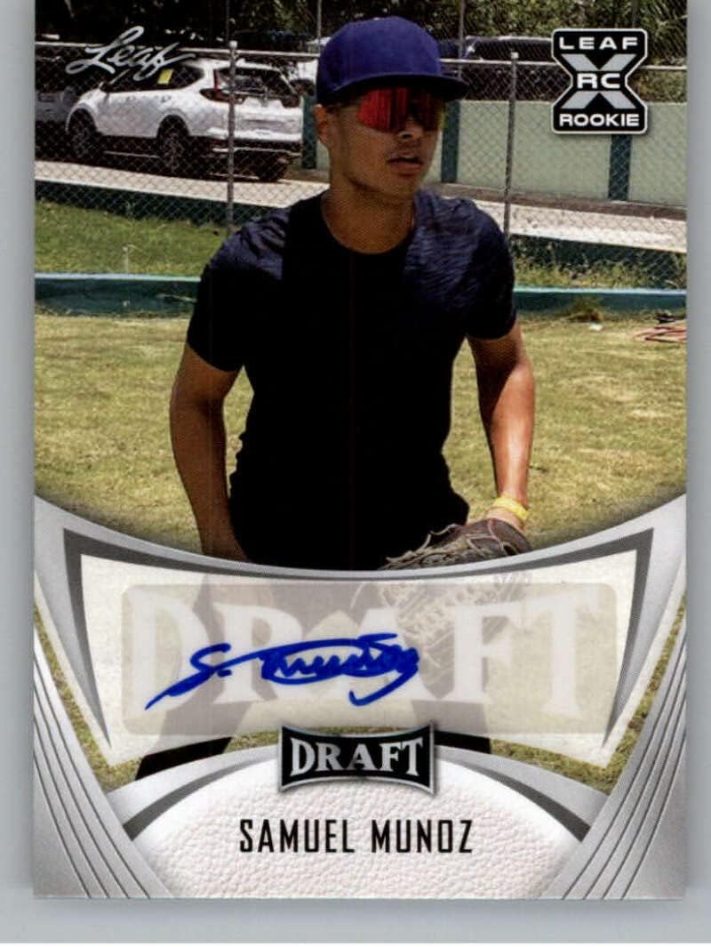 2021 Leaf Draft Autographs #BA-SM1 Samuel Munoz RC Rookie Card Auto Autograph XRC Draft/Prospect Baseball Card in Raw (NM or Better) Condition