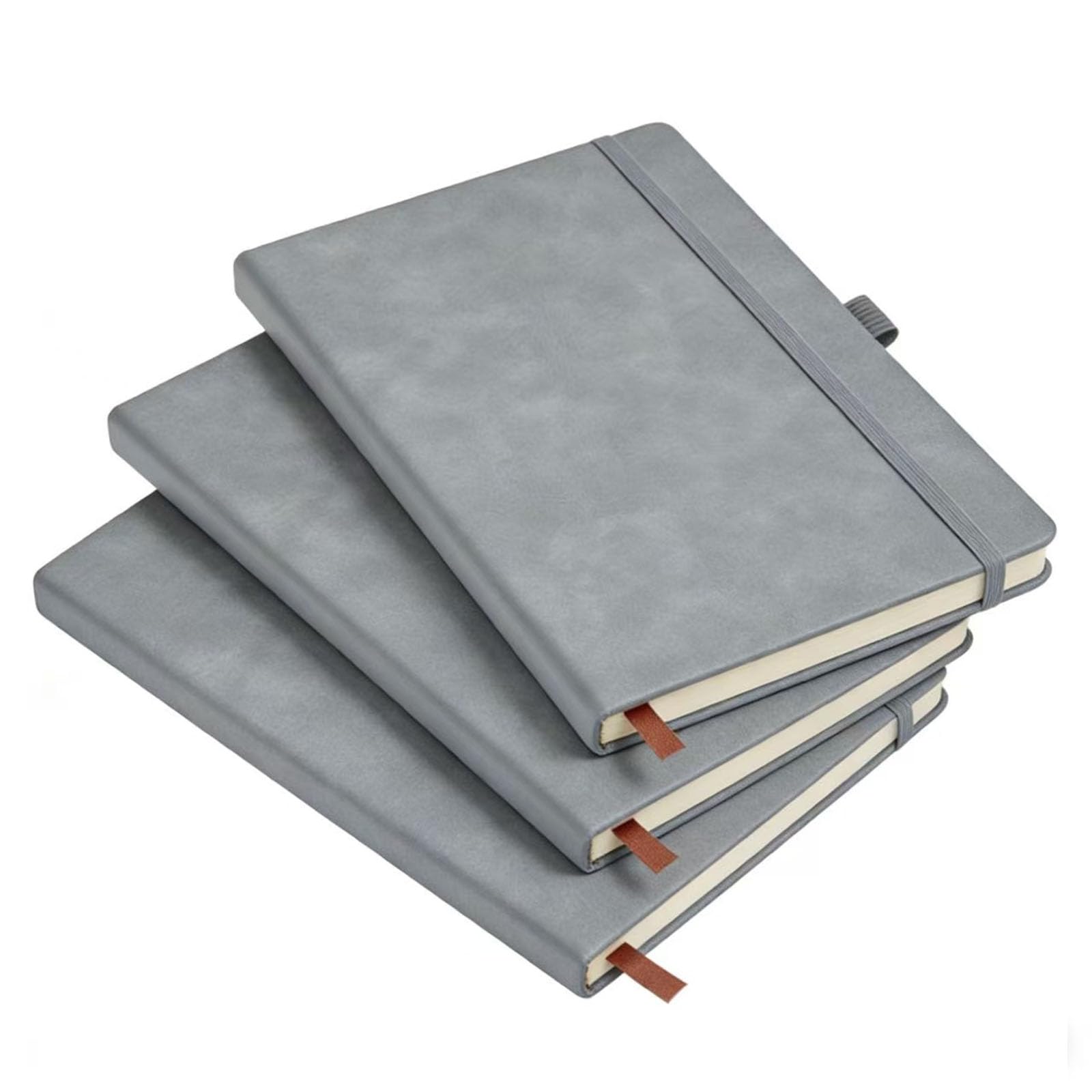 SZAXCCOM 3 Pack A5 Notebook Leather Pu Notepad Journal Notepads with Pen Holder & Ribbon Bookmark 80g Thick Paper 200 Pages for Office School Home Business Writing Note Taking Grey — image 1
