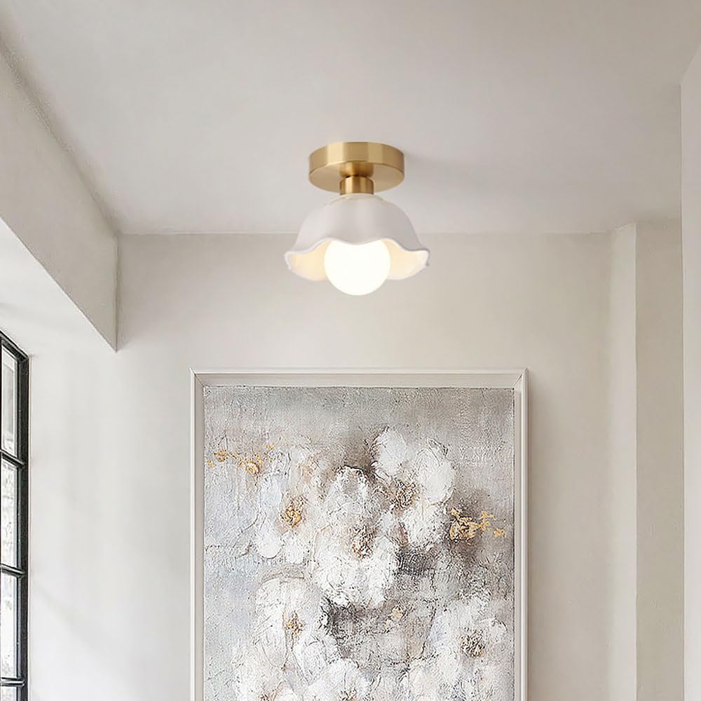 Générique Plafonnier Moderne Tout Cuivre Abat-Jour En Céramique - Éclairage Intérieur pour Chambre Salon Et Espaces Commerciaux