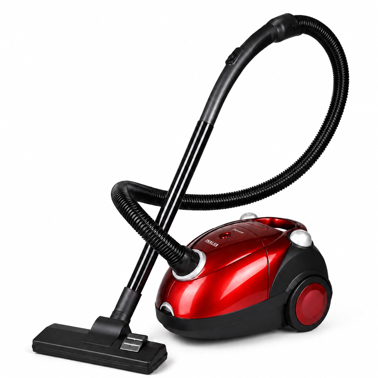 inalsa vacuum cleaner for home spruce-1200w| with blower function| reusable cloth dust bag| multiple accessories | dust full indicator | 2 year warranty (red/black)