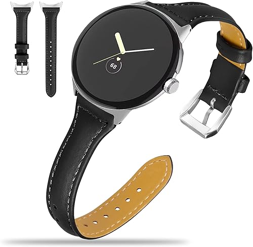 Miimall Correa de cuero compatible con Pixel Watch 21, correa de cuero con diseño en forma de T, correa de repuesto para Google Pixel Watch 2Pixel