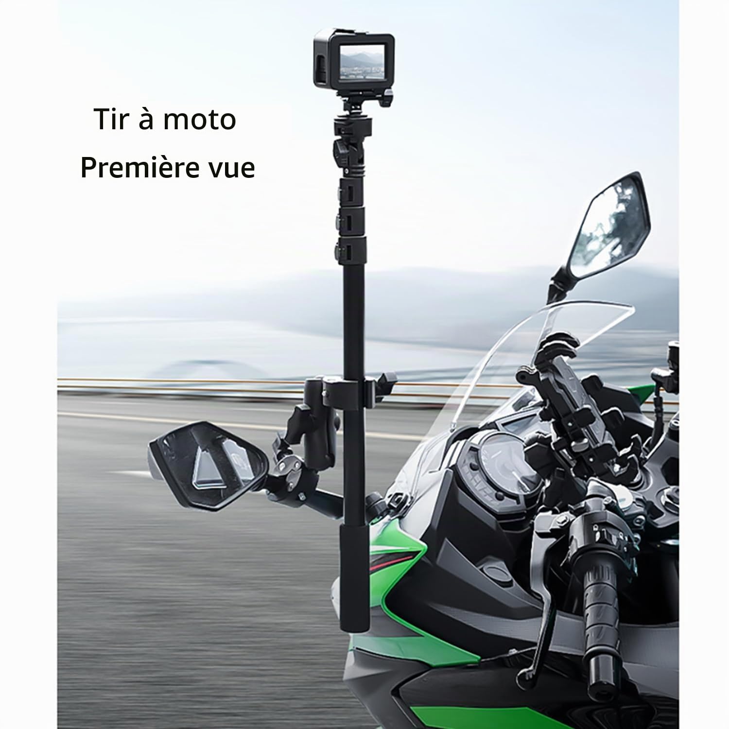 Perche pour Insta 360 x4,Camera Moto 360,Accessoires pour Insta 360 x4,Rotation à 360 Degrés,Double Pince,Aluminium,Double Stabilité,pour Insta360 x5,x4,x3,x2,pour One RS,pour Ace,Ace Pro