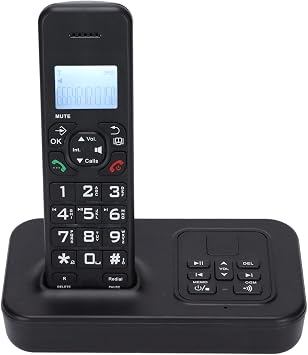 Cordless Phone D1002B TAM 1 Handset Expandable Cordless Phone Hands Free Calling Low Radiation Speakerphone Handset with Intercom & Backlit Display/Keypad US