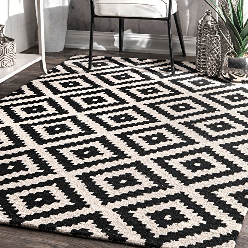 nuLOOM Kellee Contemporary Wool Area Rug, 7' 6" x 9' 6", Black