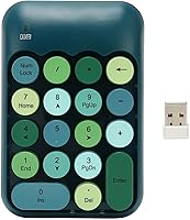 Vista 11 de POCREATION Teclado numérico inalámbrico de 18 teclas de color retro con teclas de acceso directo para calculadora de computadora, receptor USB