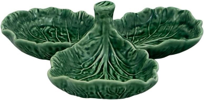 Bordallo Pinheiro Pink Cabbage Olive Dish Handcrafted Portuguese Earthenware Leaf Motif Server Elegant Decorative Bowl for Olives, Chip & Dip, Nuts, Appetizers & Entertaining Home Decor Gifts 8.5" L