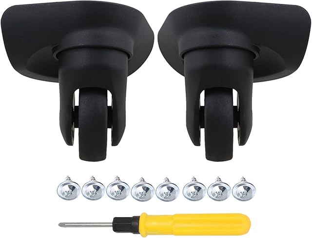 Mxfans 2pcs W187 Black DIY Left&Right Suitcase Wheel Replacement Accessories for Luggage Repair Kit