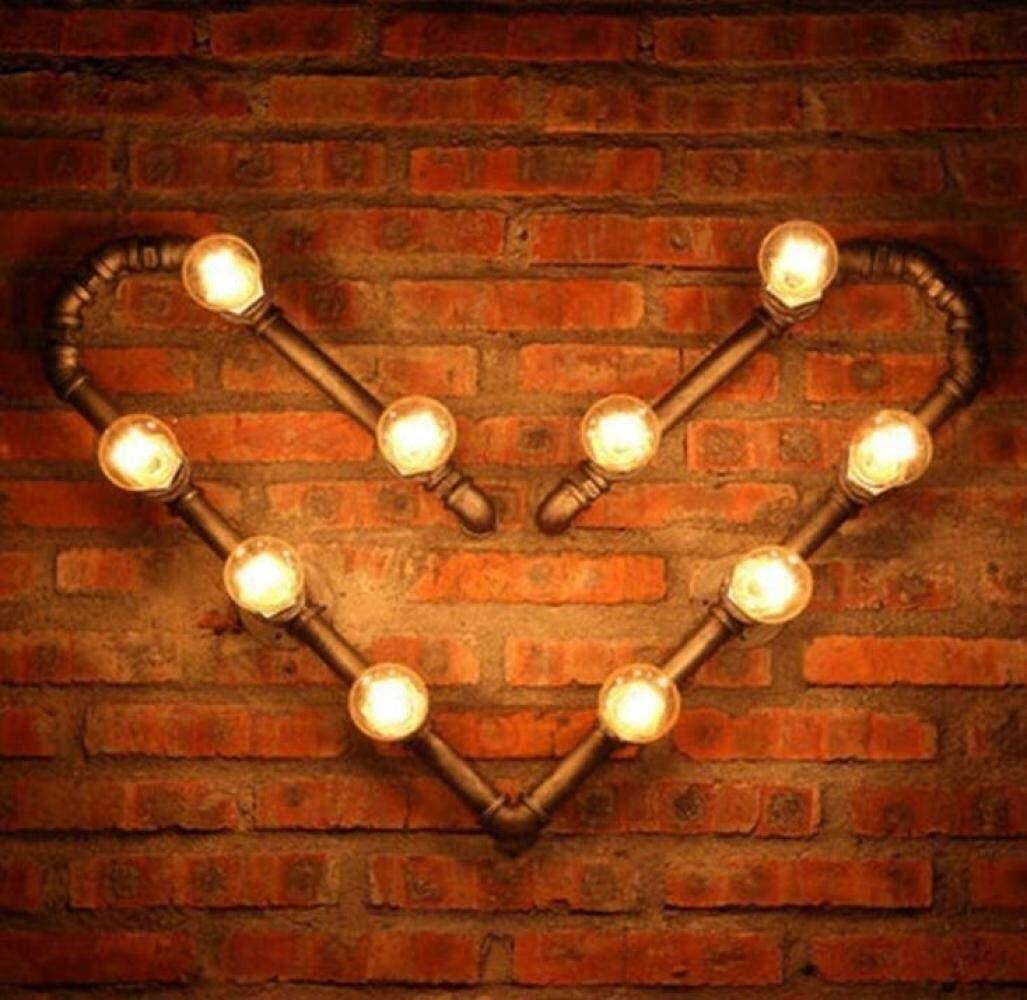 IUokLU Vintage Industrial Style Wall Lamp Steampunk Water Pipe Wall Lamp Creative 10 Rustic Wrought Iron Metal Lamp Body,Coffee,A