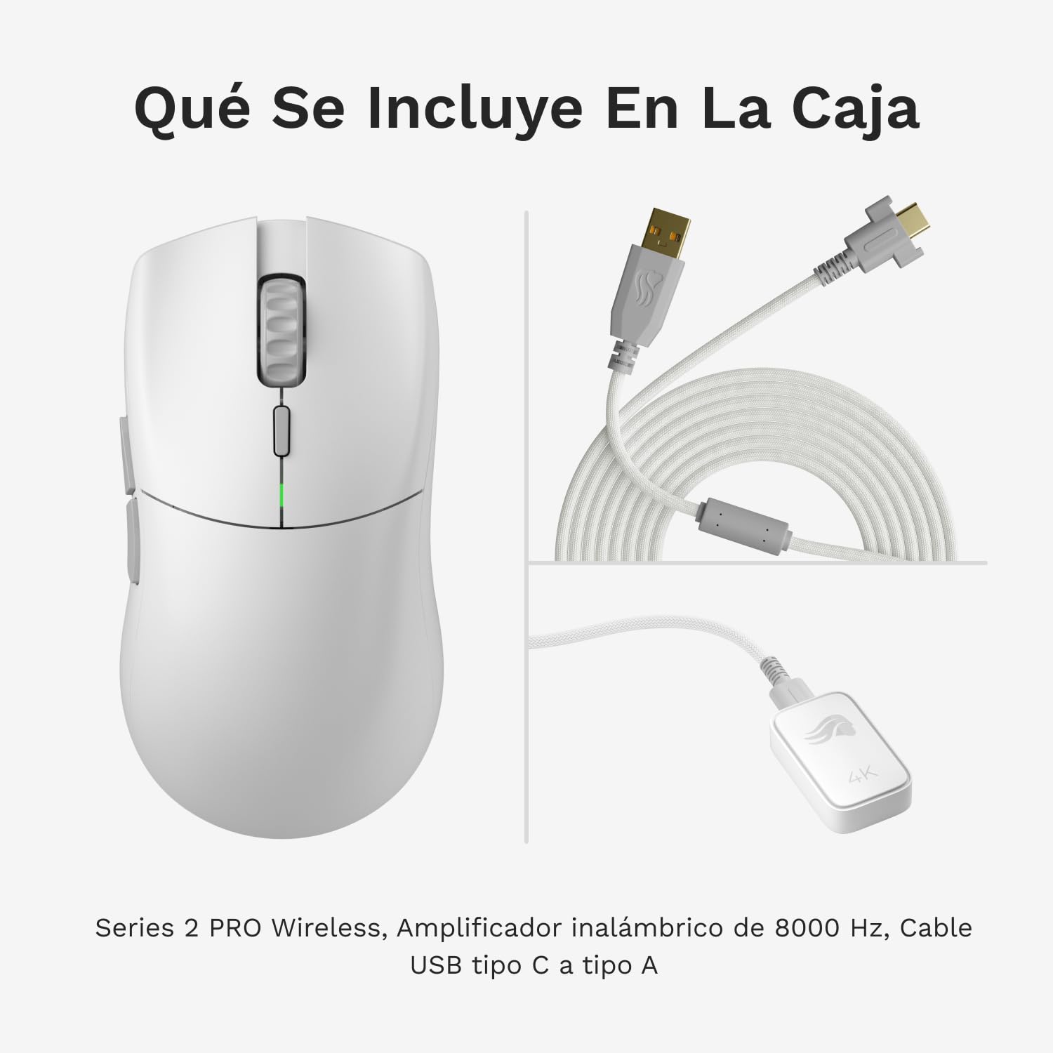 GLORIOUS Series 2 Pro Ratón Gaming Inalámbrico 8K Ergonómico (Blanco) | Switches ópticos 100M, sensor BAMF 2.0 26K, peso superligero 55g, forma simétrica compacta, precisión excepcional de juego