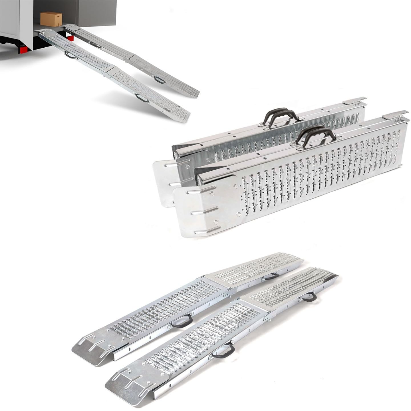 IDMarket - Set de 2 rampes pliables galvanisées spécial chargement