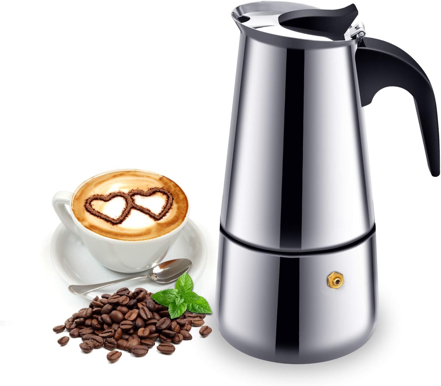 Espresso Maker, Induction Stovetop Espresso Italian Coffee Maker Moka Pot Stainless Steel Cafe Pot 6 Cup(300ml), Perfect for Home and Office Use