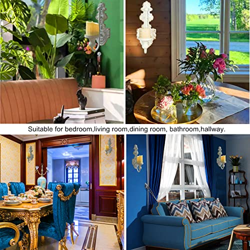 Wall Sconce Candle Holder, Metal Wall Mounted Candle Sconces, Iron Wall Pillar Candle Sconce For Room, Hallway, Entryway, Bathroom, 2 Pack  (Classic White) #TOP6