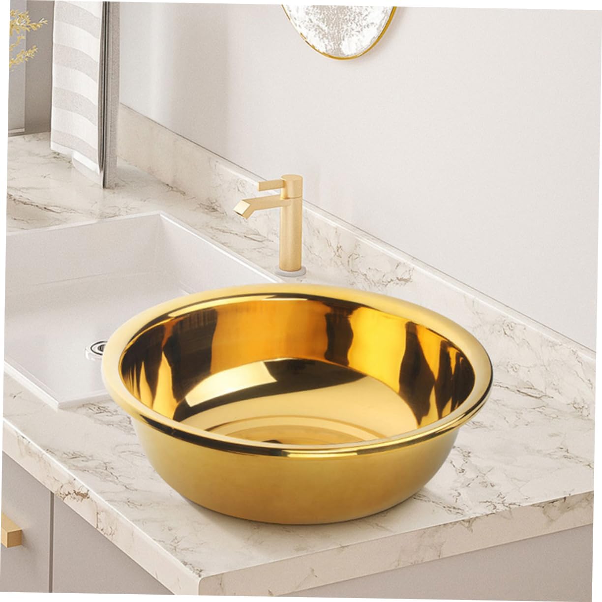 Healifty Large Stainless Steel Mixing Basin Rustproof Multi-functional Wash Bowl for Vegetables Fruits and Salad Preparation Generous Capacity for Kitchen Tasks