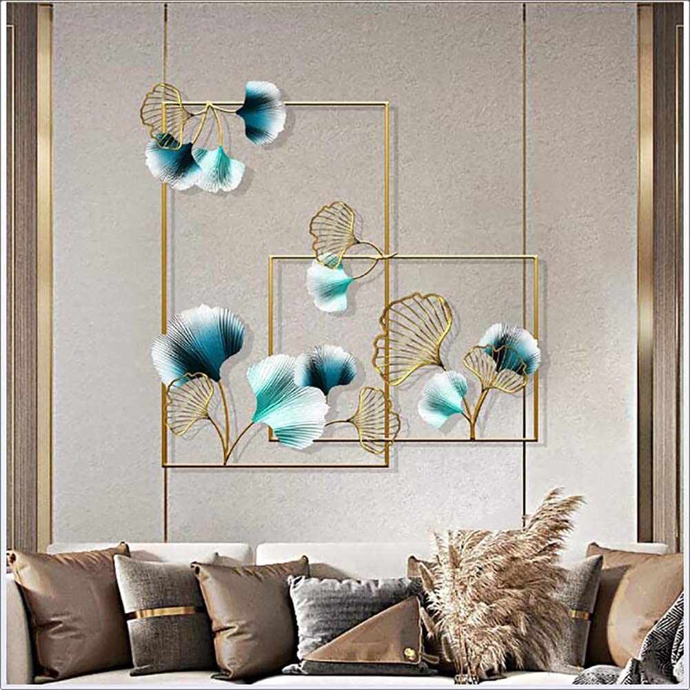 Decoración de Pared Exquisita escultura decoración de pared estilo casa de campo moderna y ligera decoración de pared de metal de lujo, decoración de pared de hierro forjado 3D, escultura de pared, de