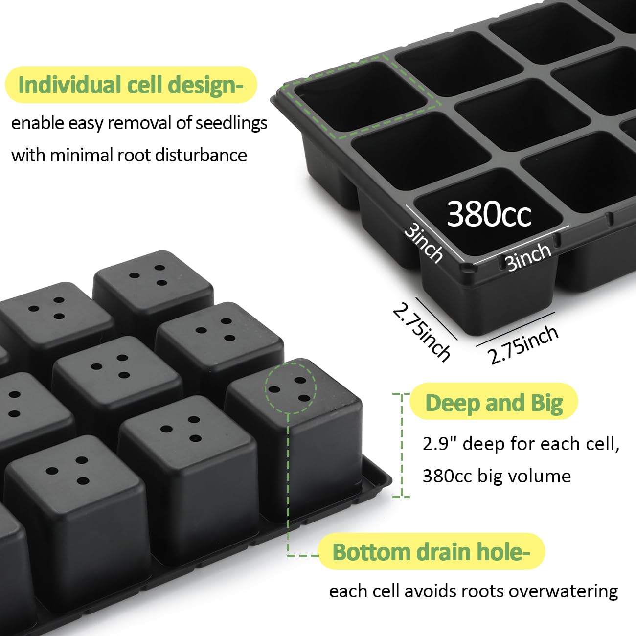 Amazon.com : RooTrimmer 3 Inch Square Pots 2.9