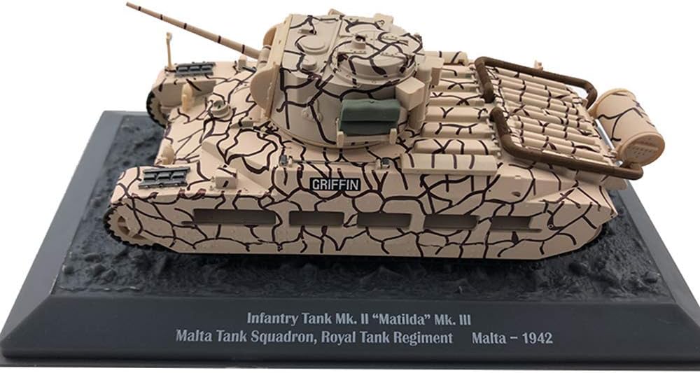 Yxxc 1/43 Scale Diecast Tank Metal Model, Infantry Tank MkII Malta 1942 Israel Army, Military Toys and Gifts, 5.5Inch X 2.4Inch