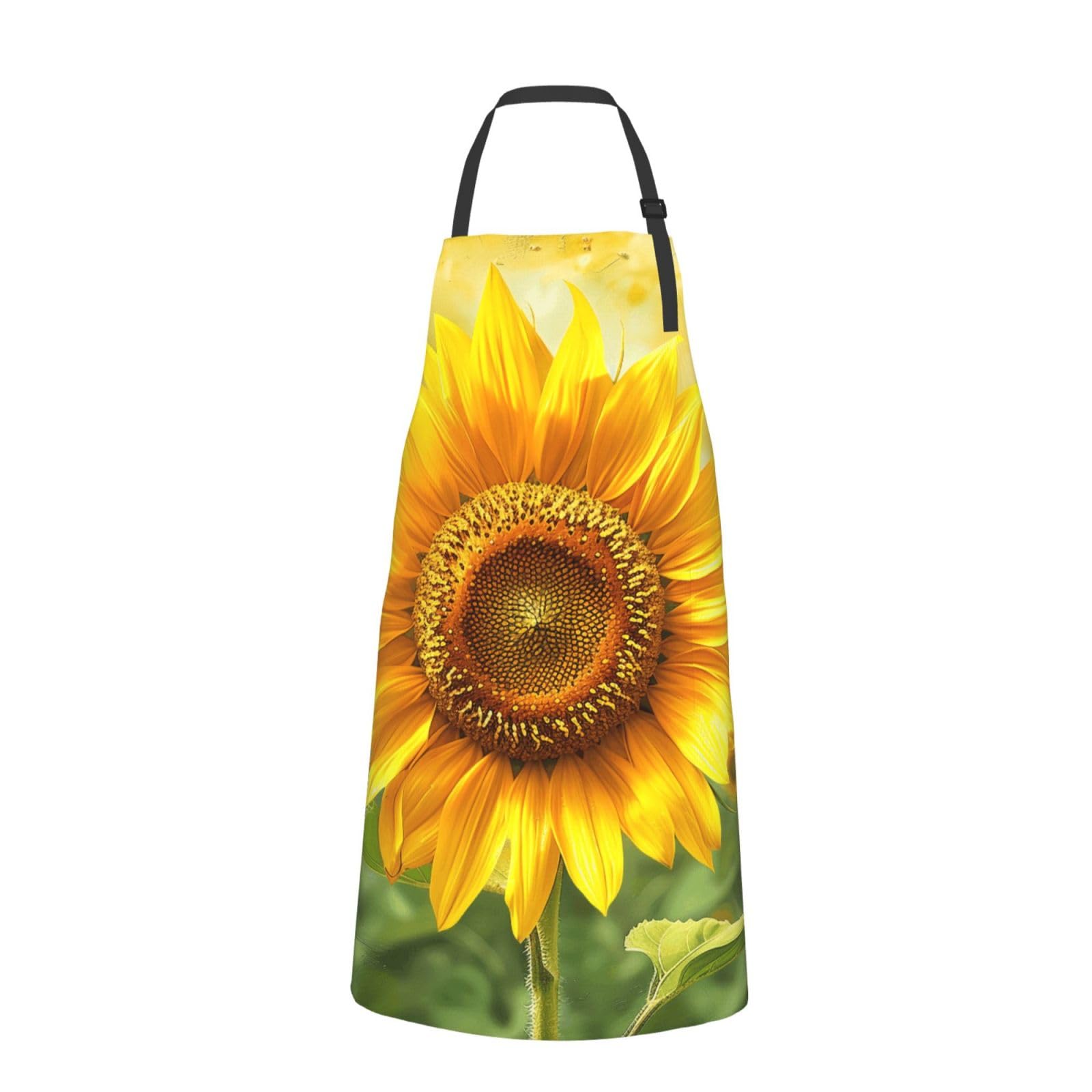 Sunflowers Printed Chef Apron for Men Women Adjustable Bib Apron Funny Cooking Aprons with Pockets