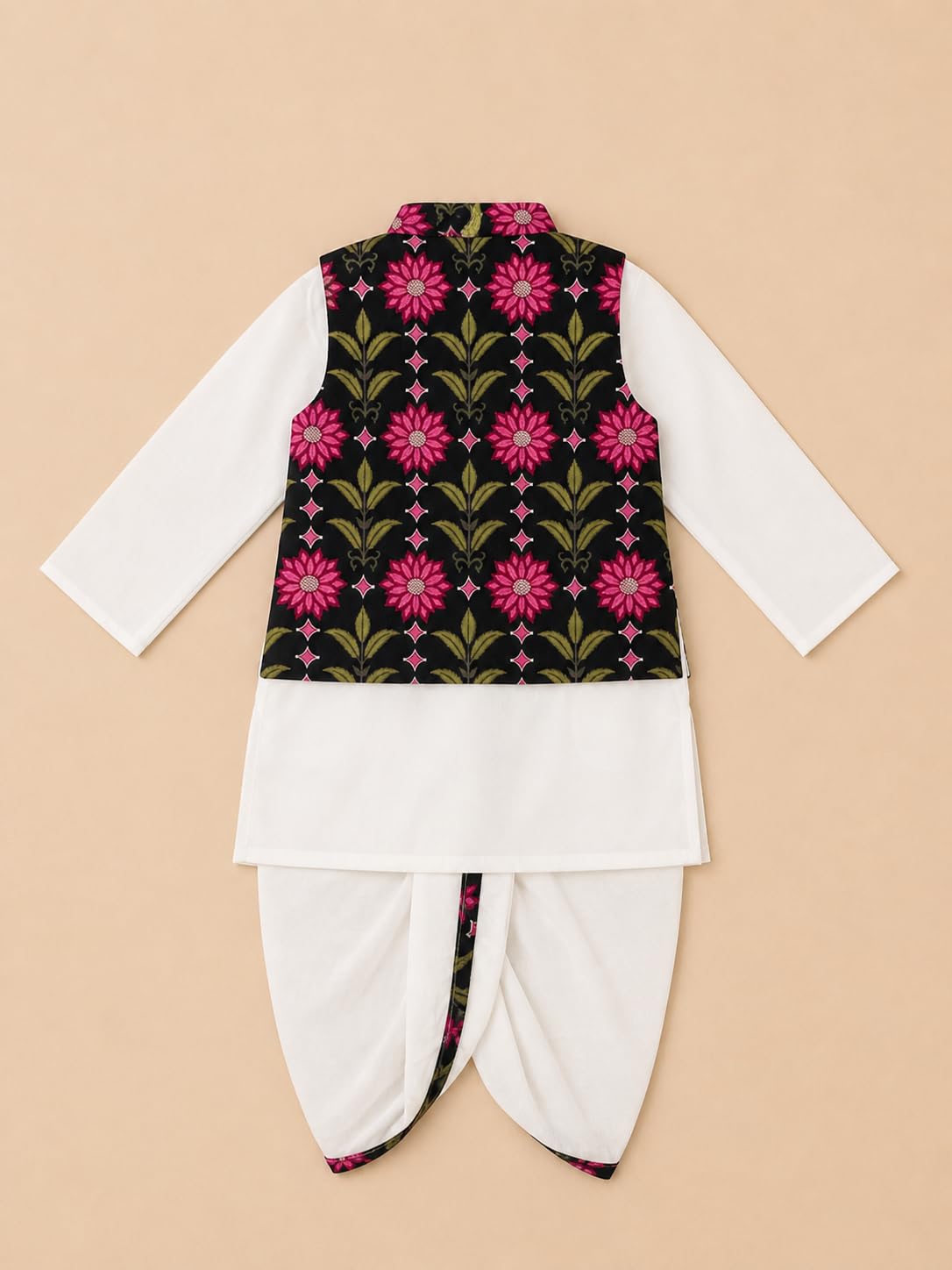 A.T.U.N. (ALL THINGS UBER NICE) Ethnisches Set Kurta Dhoti für Jungen mit Druckjacke Nehru | Indisches traditionelles Weihnachts-Kleidungsset | Elegante Kostüme zur Feier