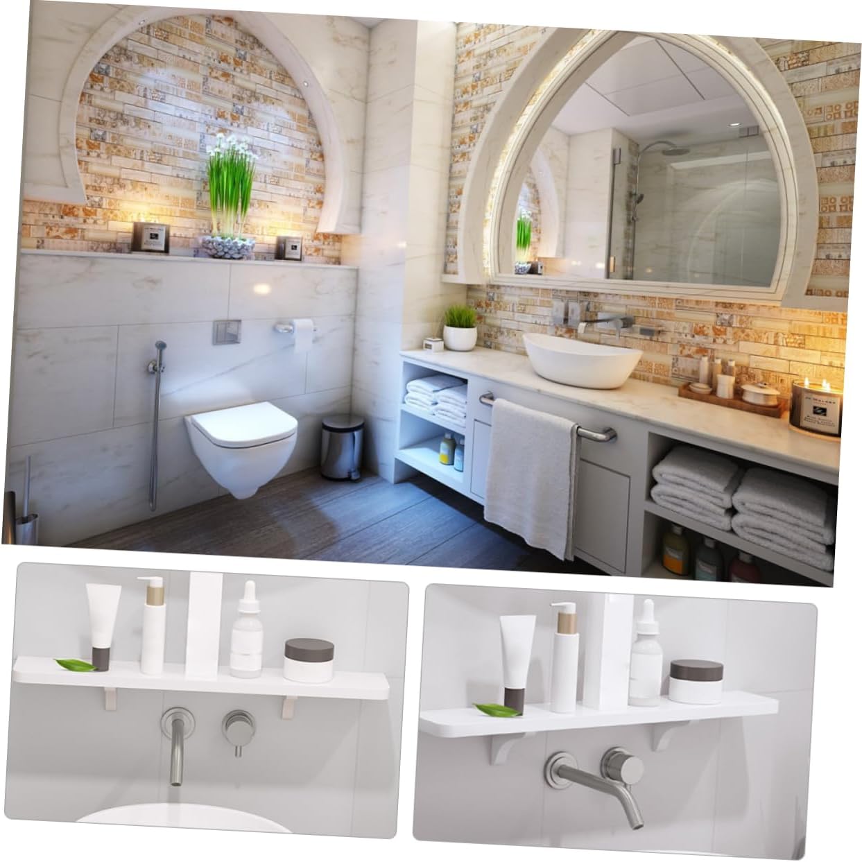 STOBAZA 1Set Bathroom Shelf Organizer Wall Mounted Floating Storage for Bathroom Kitchen and Living Room and Easy Installation Holds Up