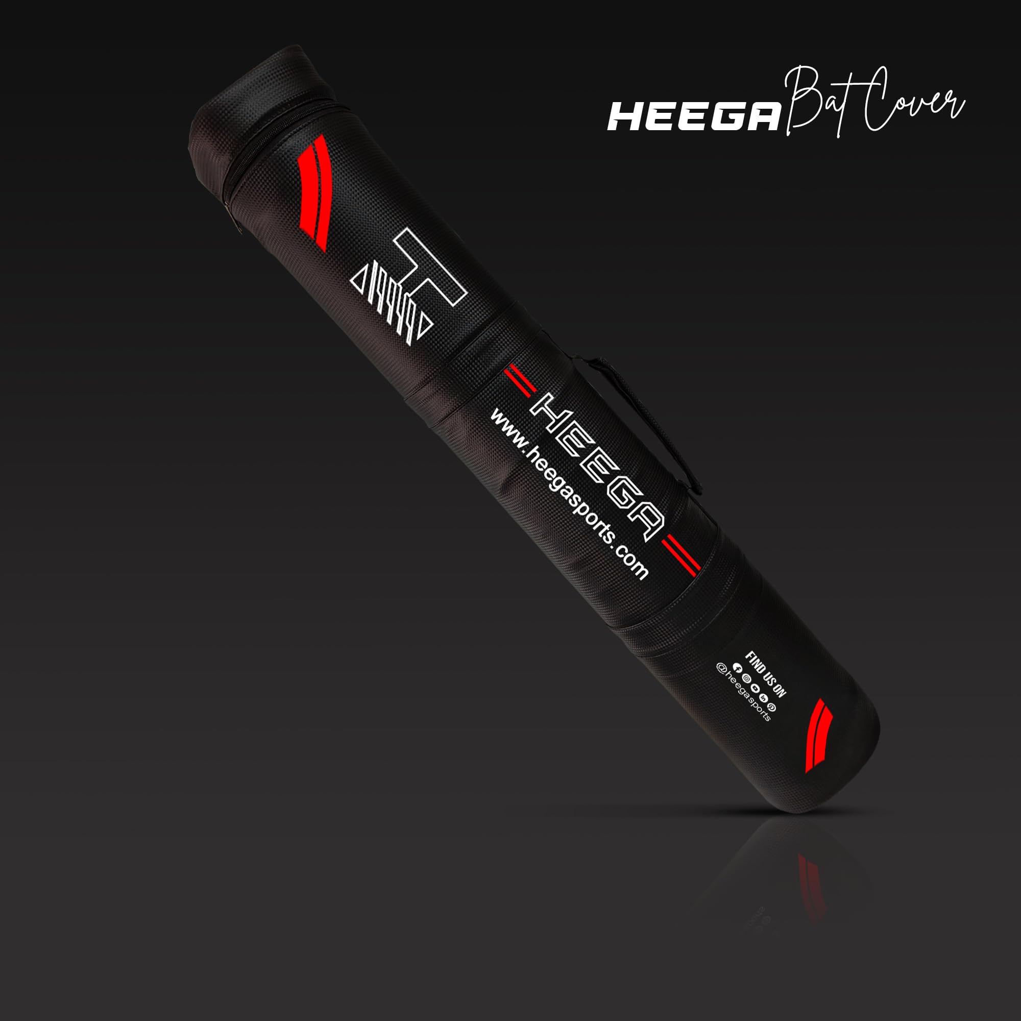 Heega Round Padded Cricket Bat Cover Full Size with Adjustable Shoulder Strap | Lightweight Durable Cricket Bat Carry Case | Protective Bat Bag for Practice & Matches | Black - Pack of 1 1