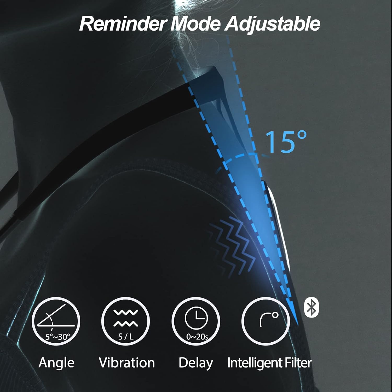 P1 Smart Posture Trainer & Corrector, Control with App, Check Posture in Real Time, Strapless, Boost Health & Temperament