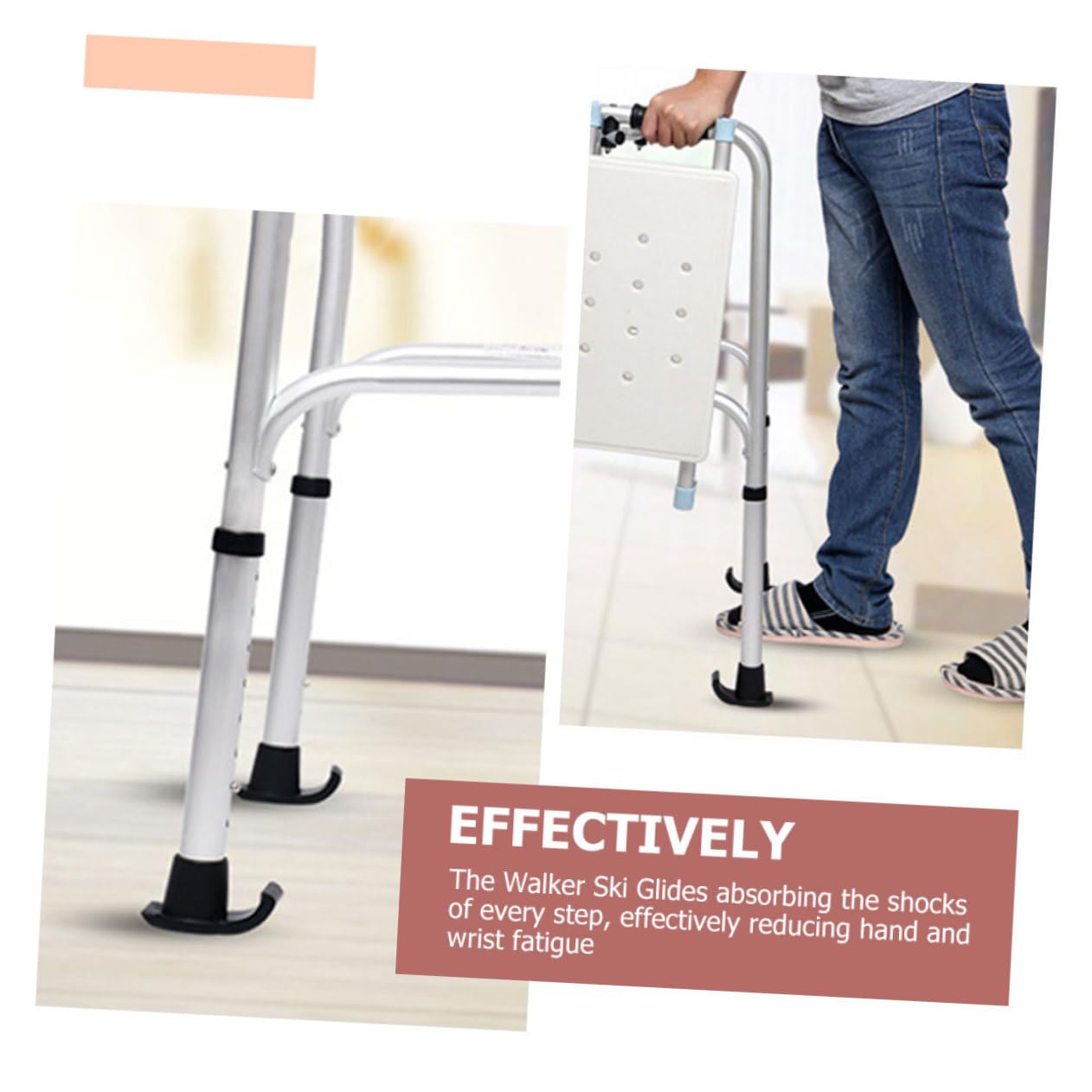 HOMOCONO 3sets Besportable Walker Ski Glides Replacement Sliders Skis Glides for Walker Anti-Slip Design 2pcs*3