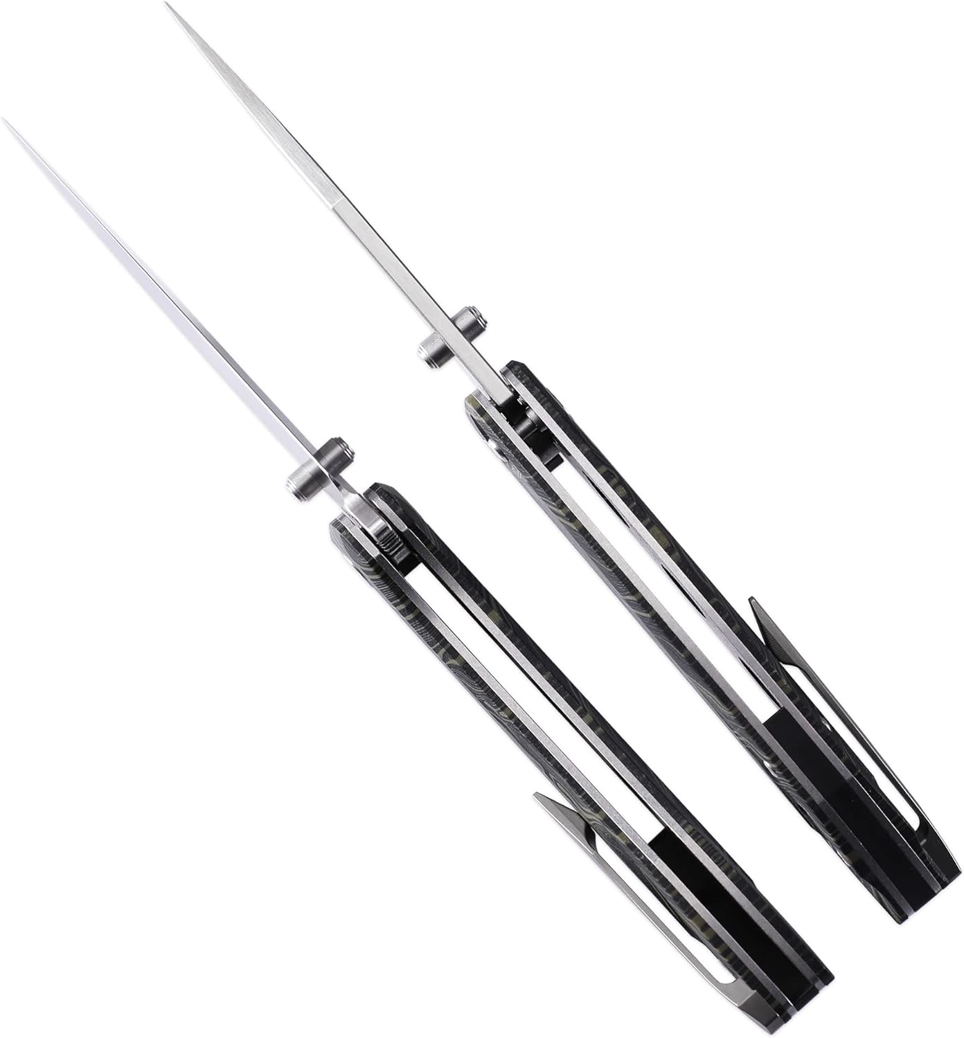 Petrified fish PFE08 Grow Folding Knife,3.62" K110 Satin Blade, 3.8oz G10 Handle Button Lock Pocket Knife for EDC (Black G10)