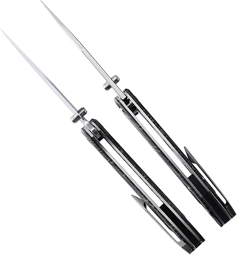 Miniatura 6 de Petrified fish PFE08 - Cuchillo plegable de crecimiento, hoja de satén K110 de 3.62 pulgadas, cuchillo de bolsillo con bloqueo de botón de mango G10