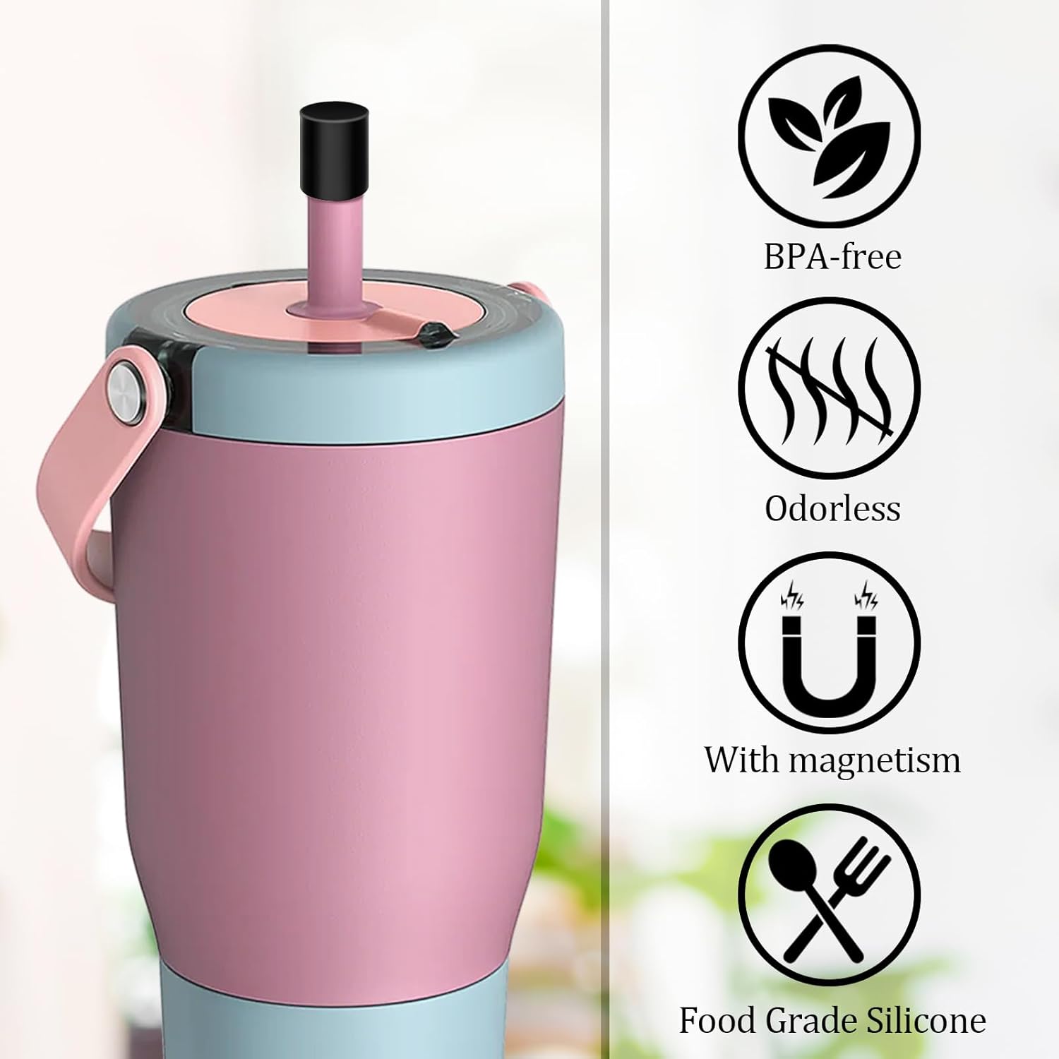 2 Pack Magnetic Straw Cover, Silicone Leakproof for Tumbler, Compatible with BrüMate Era/Resa, Drinkware Accessory,Straw Toppers Compatible with BrüMate 30oz & 40oz - Image 5