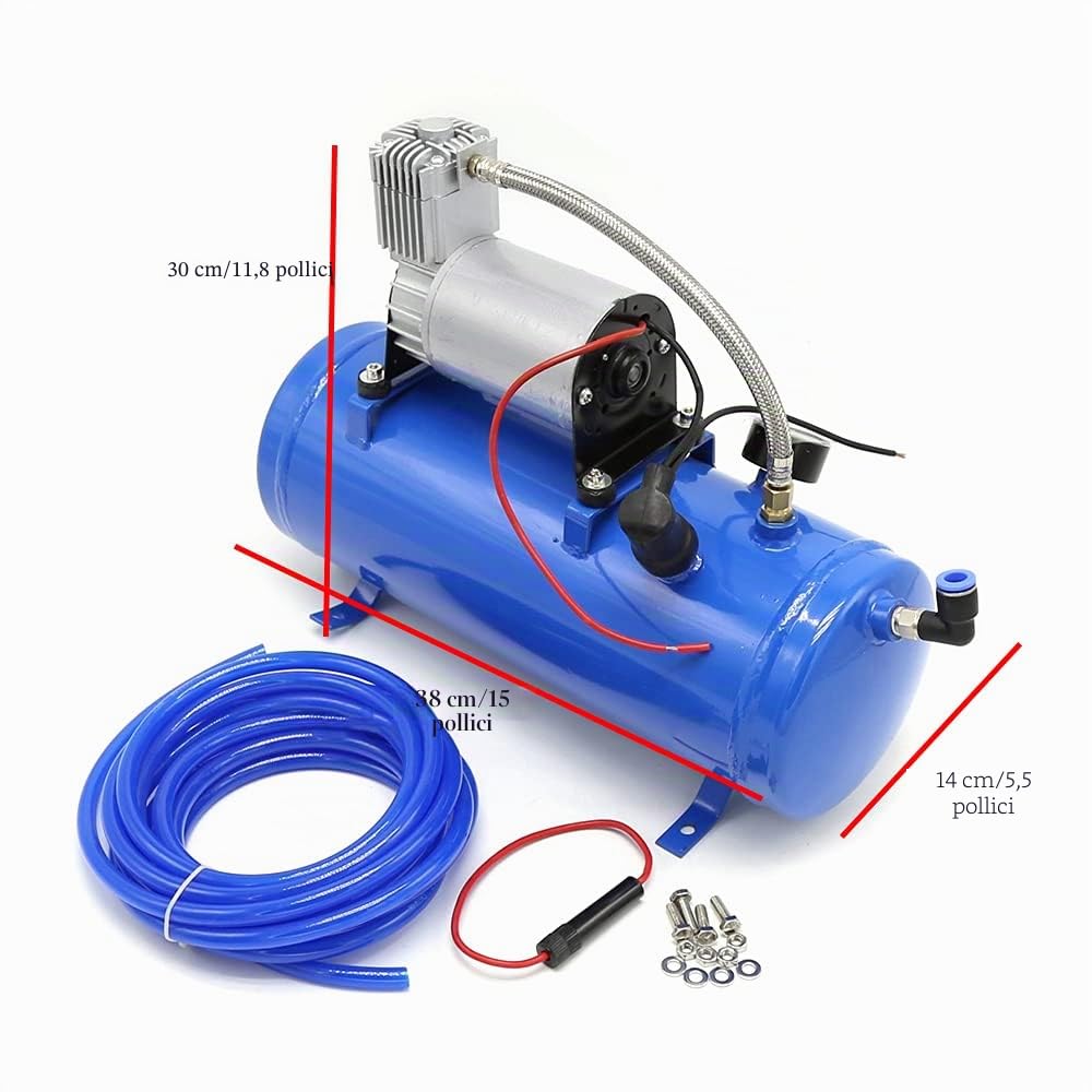 Compressore 6L 12V 150 PSI Compressore ad aria per pneumatici di veicoli, palline, barche, con accessori completi, interruttore automatico