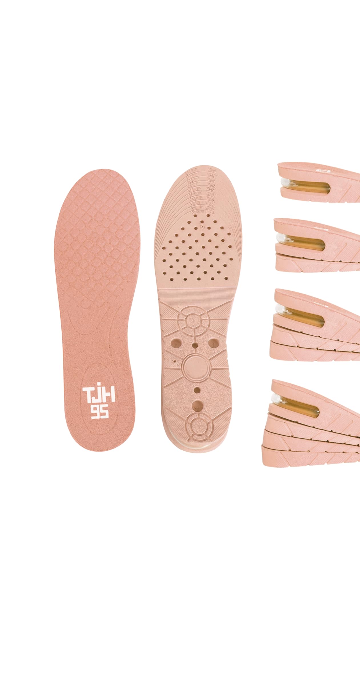 2 Pair of Peach Height Increase Insoles, Shoe Lifts for Men and Women. 2 Free Shoe Horns