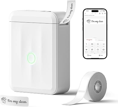 NIIMBOT D110 Bluetooth Label Printer with 1 Roll of Tape, Wireless Handheld | Portable Sticker Printer with Multiple Templates, Name Stickers for Office, School and Home