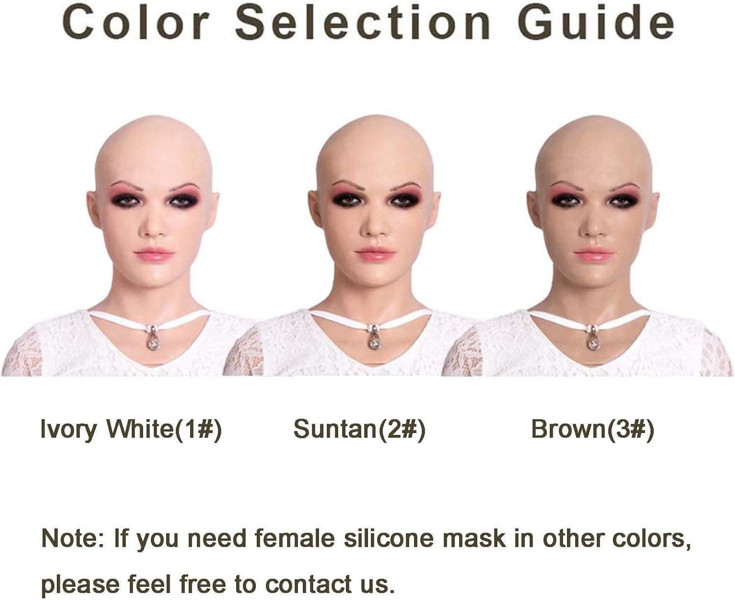 SUAISKR Realistic Silicone Female Head Mask Hand-Made Halloween Beauty Face for Crossdresser Cosplay - Image 5