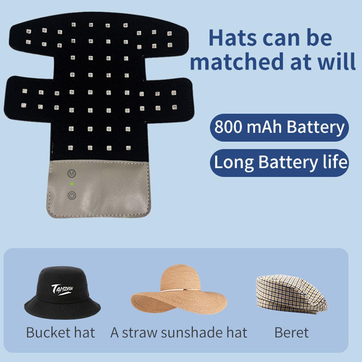 Cappello per terapia a luce rossa per ricrescita dei capelli (160 LED), 660 nm 460 nm 850 nm, luce rossa e blu, cronometraggio intelligente 20 minuti, promuove la circolazione/immunità alla calvizie