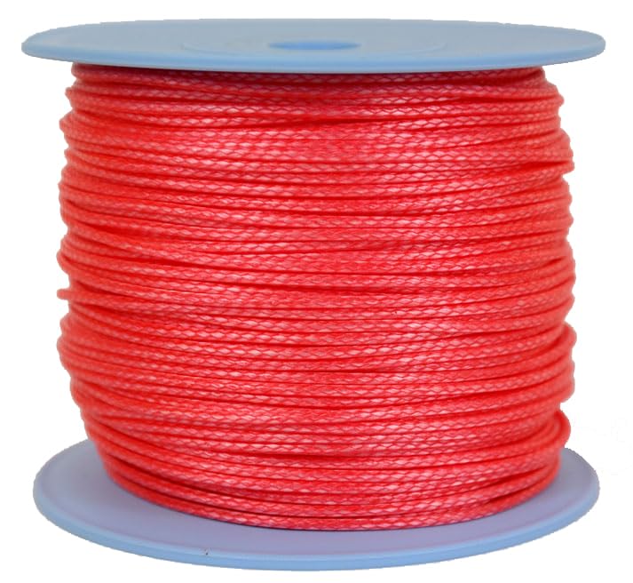 Corde tressée en Dyneema, 2 mm de diamètre, 100 mètres, Rouge, résistance à la Rupture : 410 daN (=ca. Kg)