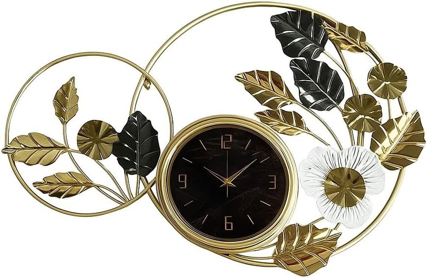 Classic Modern Clock - Elegant and Decorative Analog Clock,Silent Non-Ticking with Distressed Metal Frame for Office, Living Room or Bedroom (MO-24)