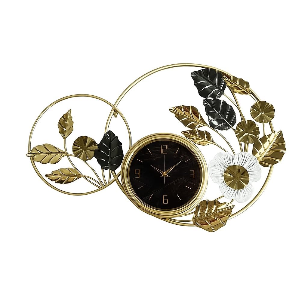 Mokshith Classic Modern Clock - Elegant and Decorative Analog Clock,Silent Non-Ticking with Distressed Metal Frame for Office, Living Room or Bedroom (MO-24)
