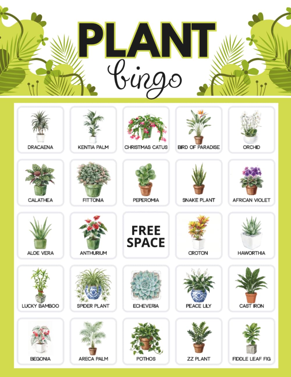 Plant Bingo: 32 Player Garden Themed Party Games for Plant Swaps, Garden Clubs, and Botany Classroom Activities
