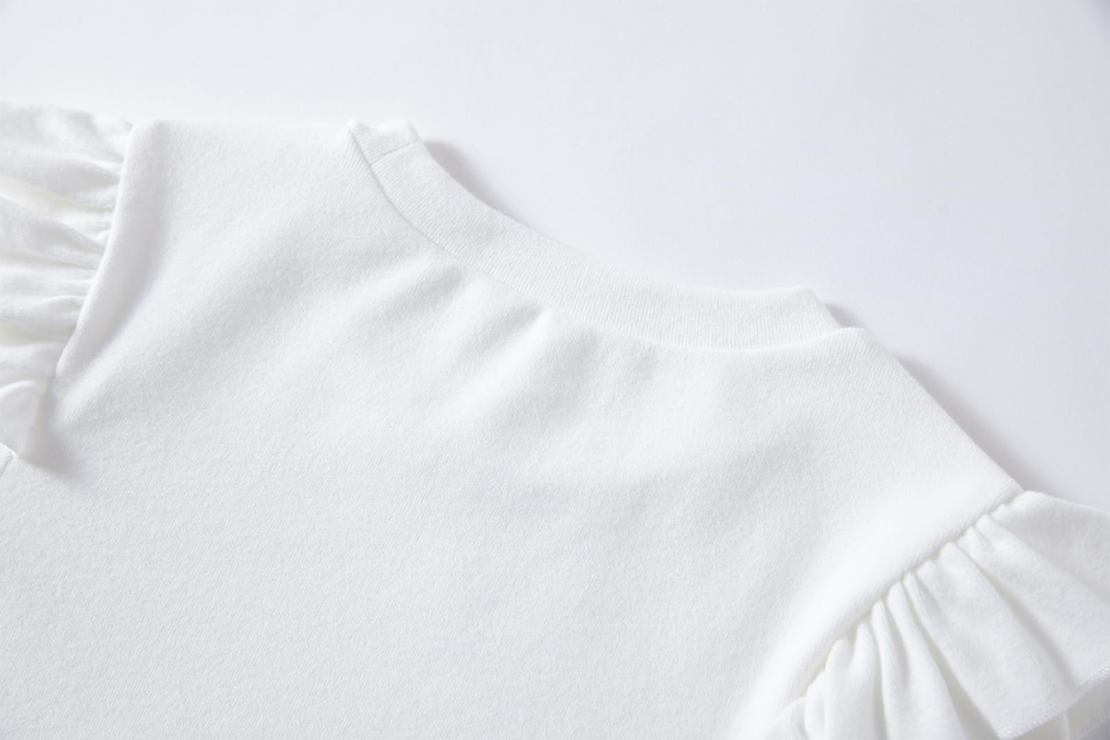 Dziewczęcy T-shirt z długim rękawem, z falbankami, dla dziewczynek