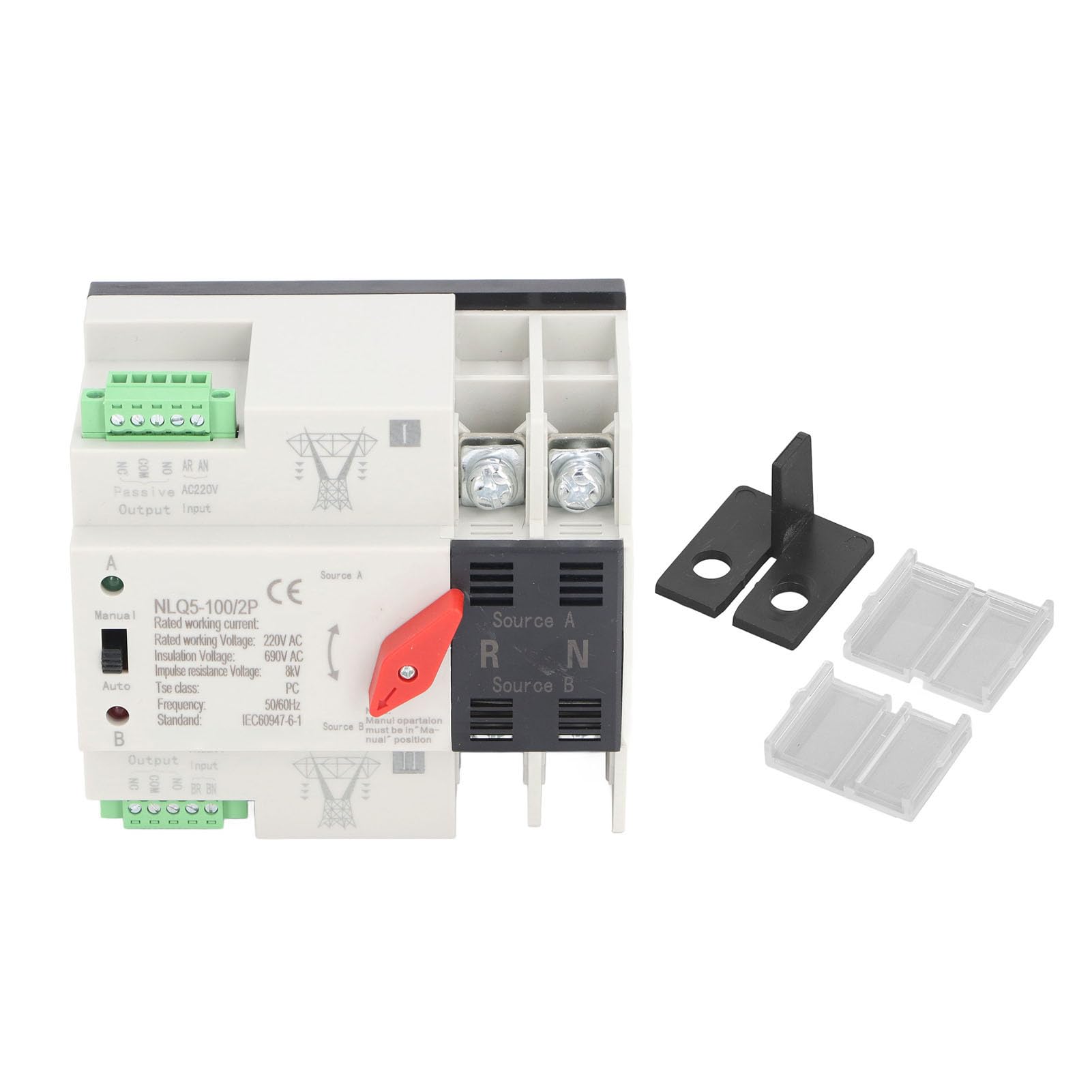Duello Automatic Transfer Switch 100A, AC220V 2P Controller, Mini ATS for