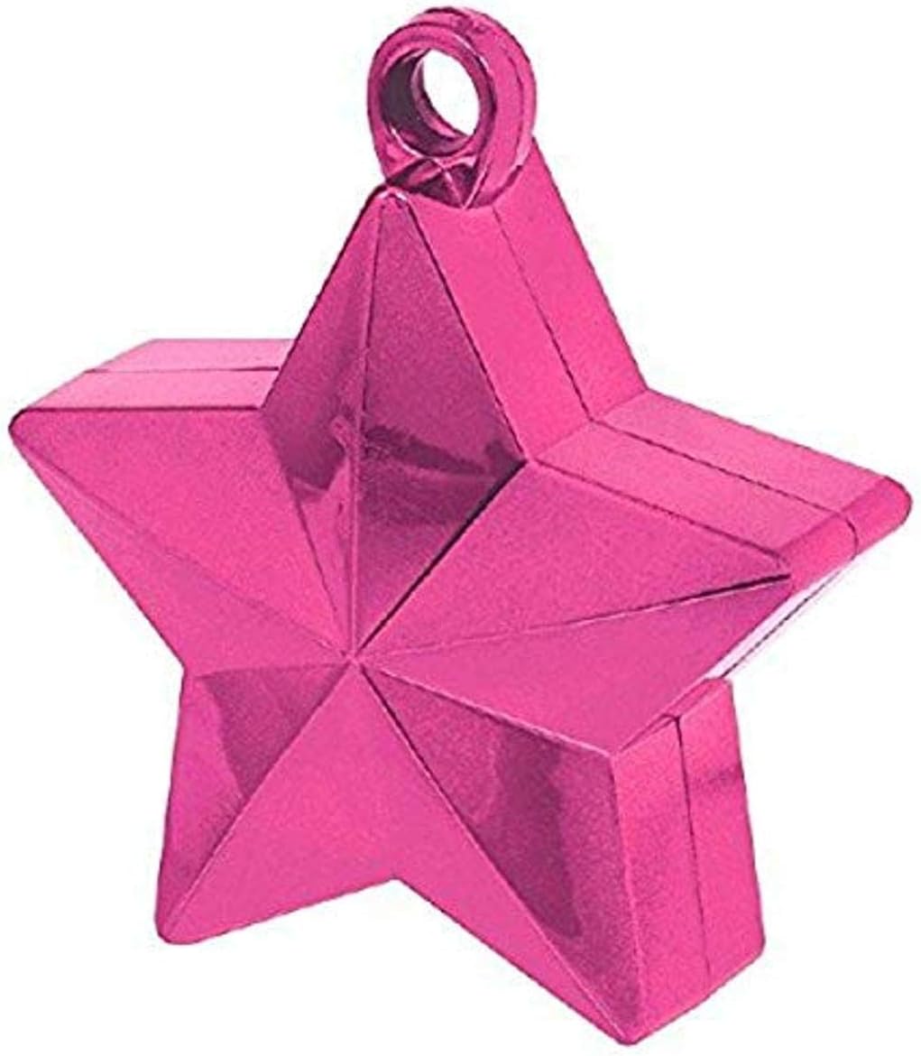 Amscan Bright Pink Star Foil Balloon Weight (6oz.) - Pack Of 1 - Versatile Centerpiece & Anchor For Balloon