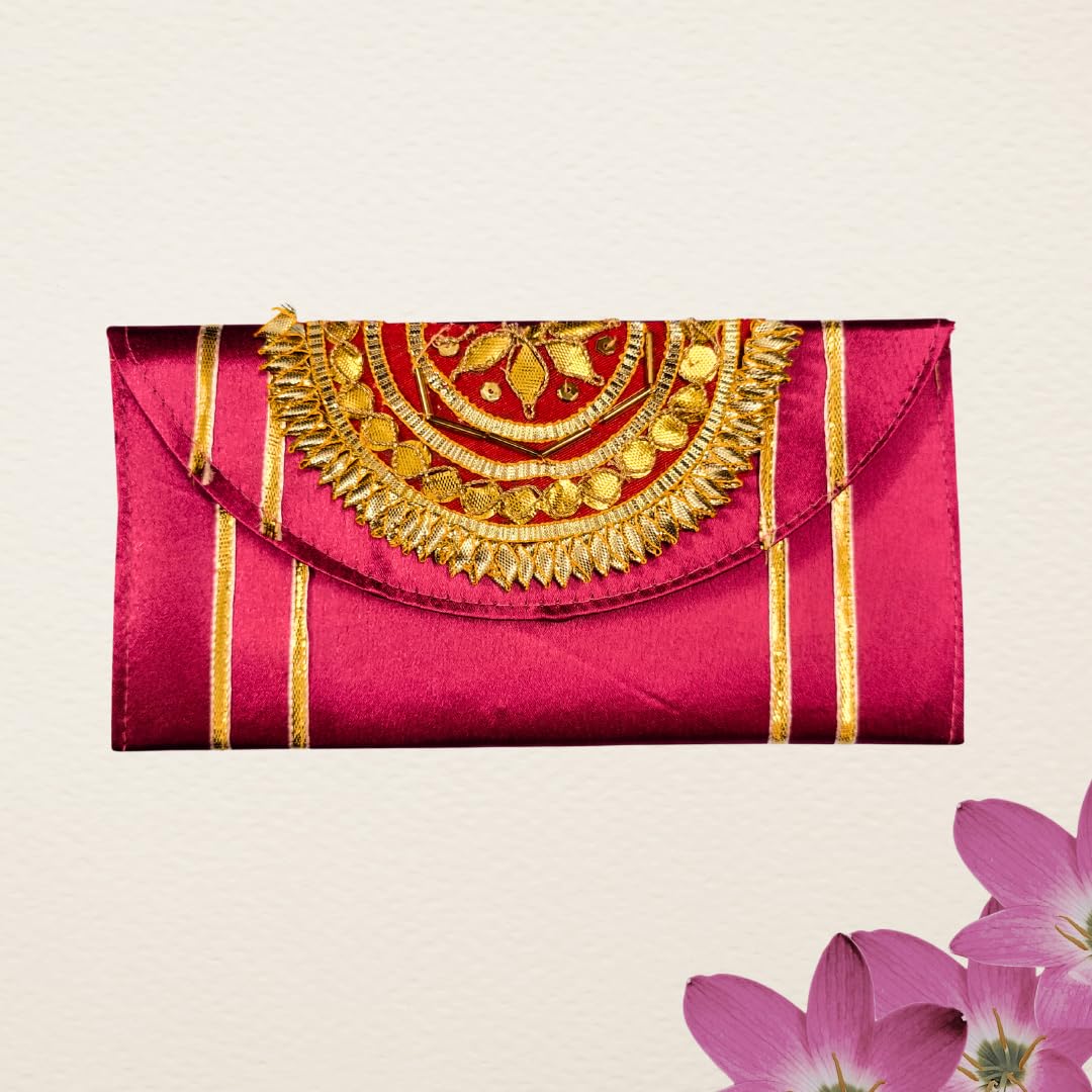 Gota Work Shagun Envelopes for Gifting Money (Set of 3) | Fancy Envelope for Wedding, Marriage, and Festive Gifting | Decorative Envelopes for Wedding Cash & Shagun Gifts (Any 3 Colors)-image-6