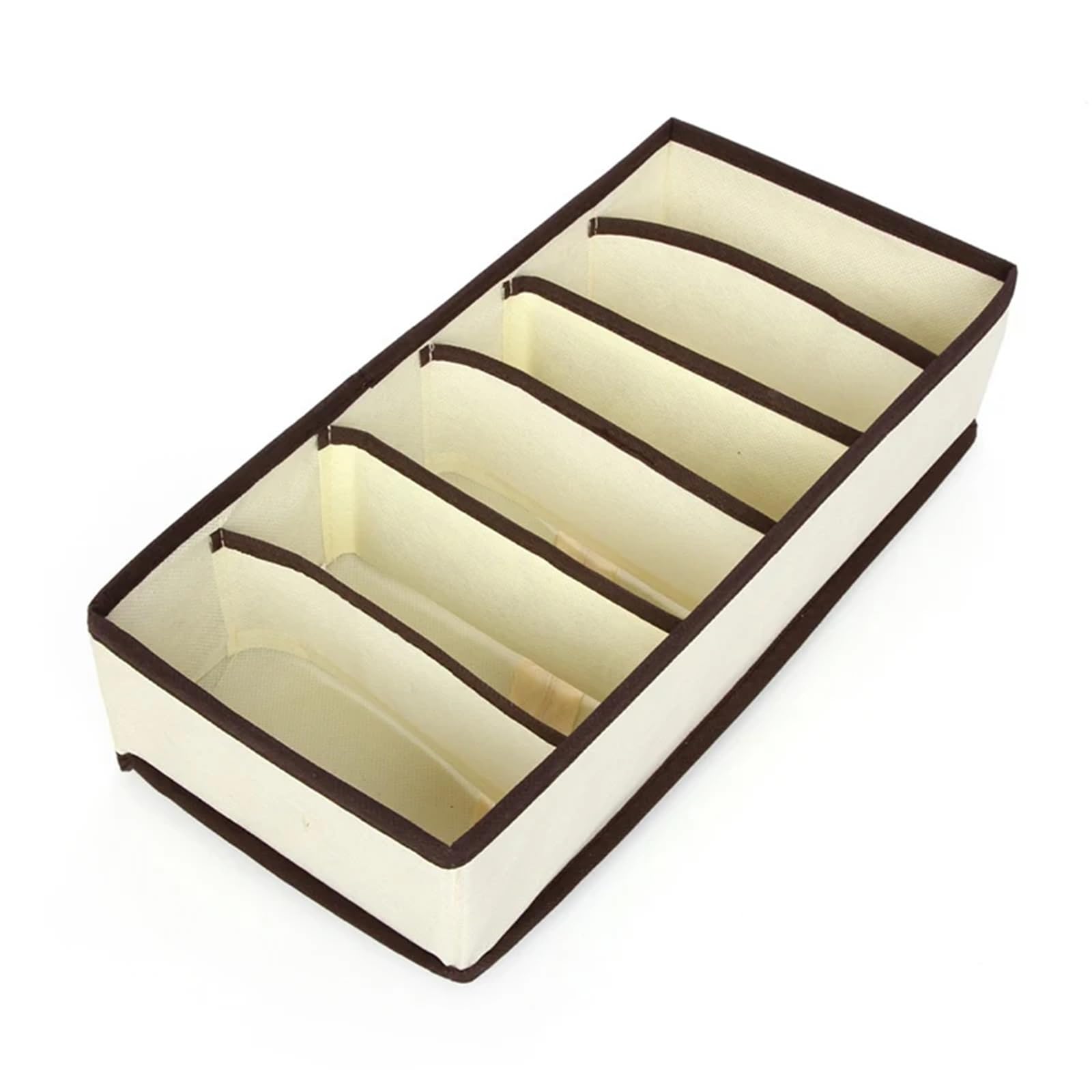 ATEUXOL Drawer Organizer for Clothes Organizer For Underwear Socks Bra Pants Foldable Case(Beige 6 grid)