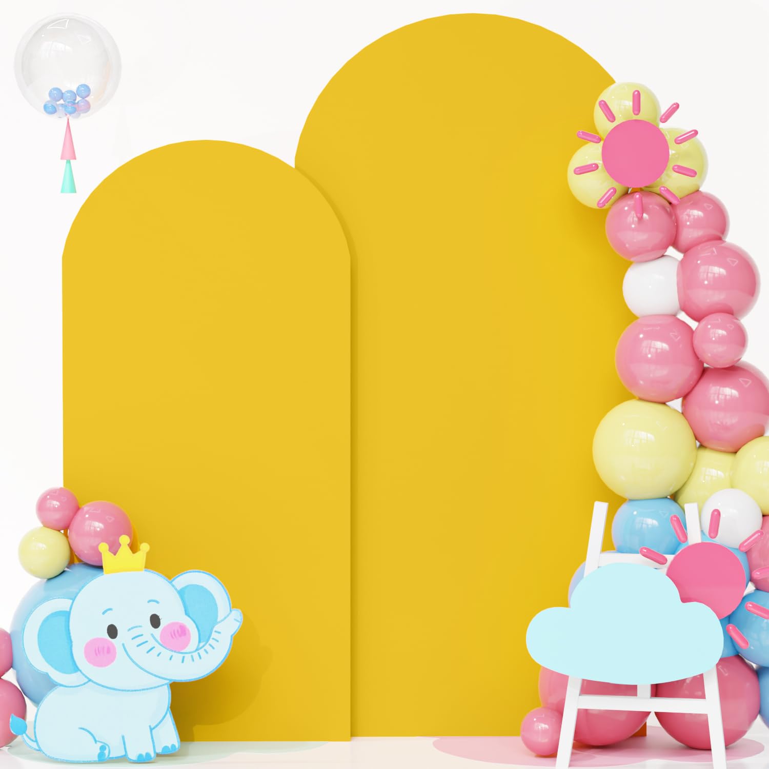 FOTSHARER Gold Arch Cover Set of 2 Wedding Arch Stand Cover Spandex Arch Cover Backdrop Fabric 6FT 7.2FT Chiara Round Top Fitted Arch Cover Stretchy Backdrop Arched Wall Frame Cover for Party Decor