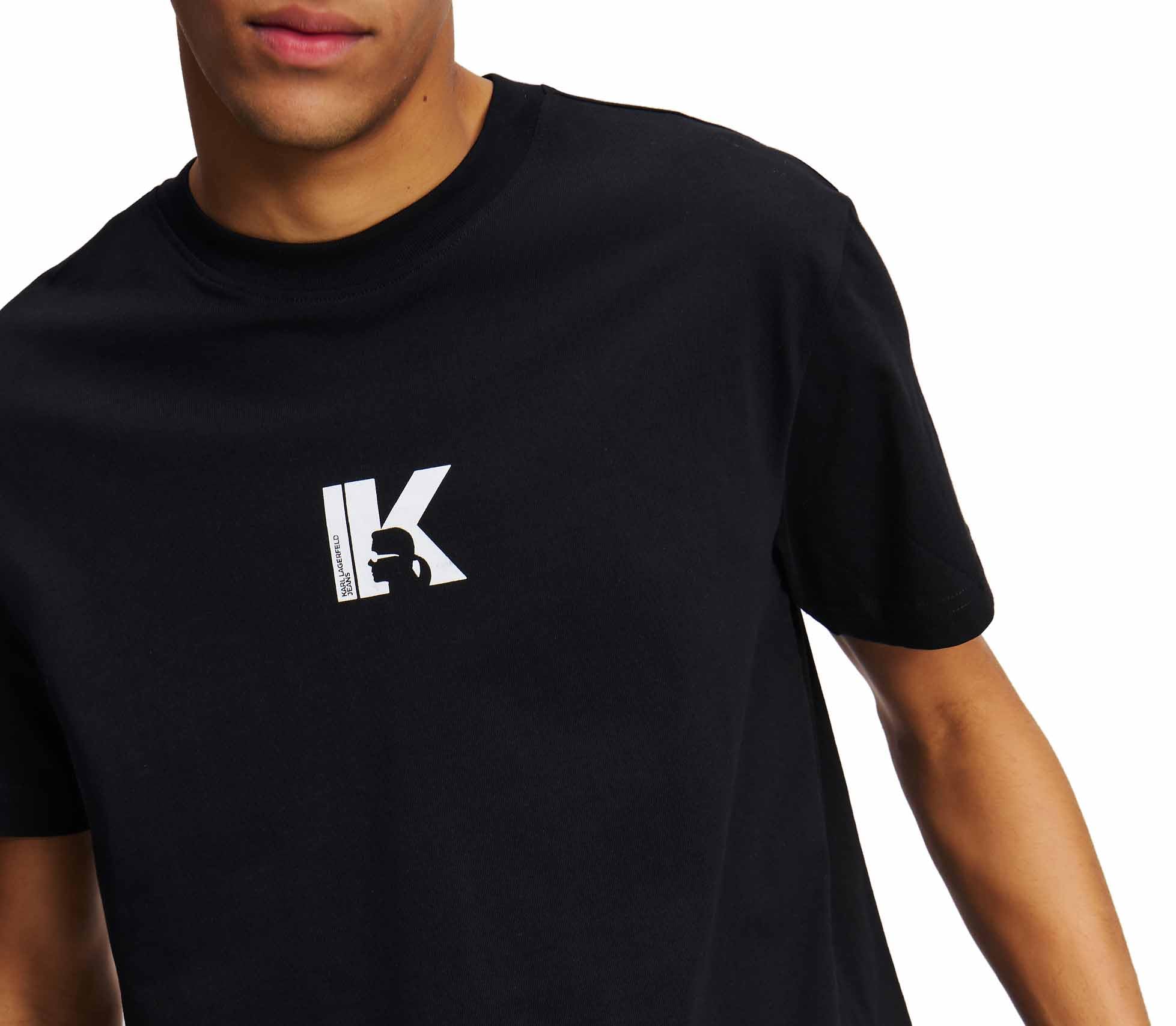 Karl Lagerfeld Jeans, Męskie, Regularny Krój Z Krótkim Rękawem I Logo K, Regularny Krój, Czarny, L